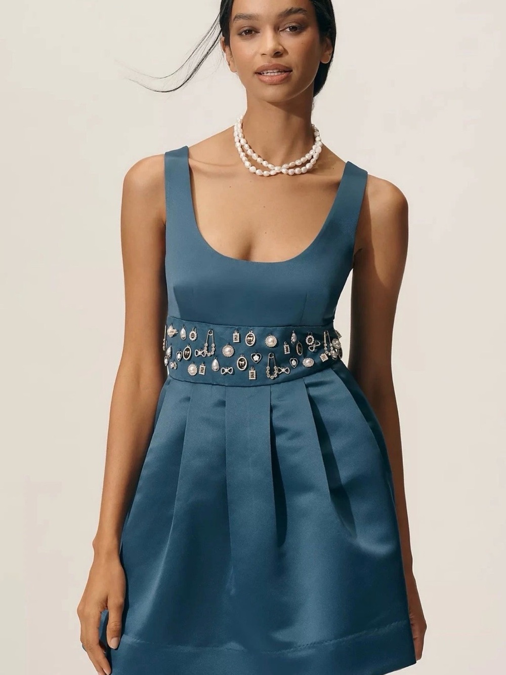 Brand New MAEVE SATIN BELTED CHARM MINI DRESS